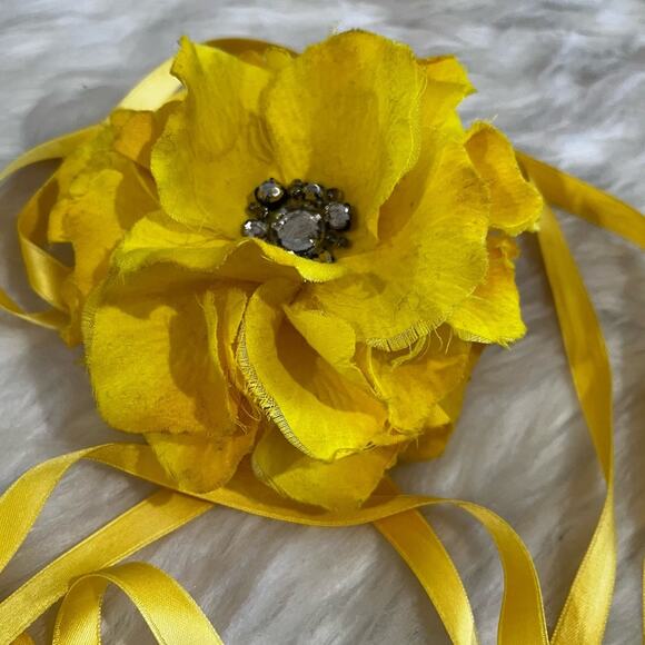 NEW J. Crew Silk Crystal RARE Floral Bloom Petal Waist Belt Tie Accessory Yellow main image 13
